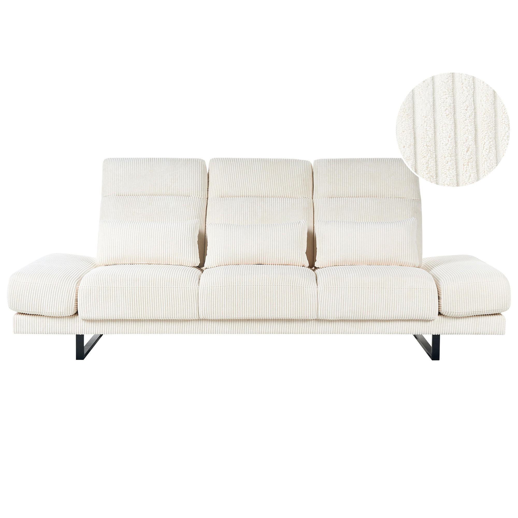 3-SITZER-SOFA Cord Hellbeige Ikast - Beige, Textil (255/87/105cm) - Beliani