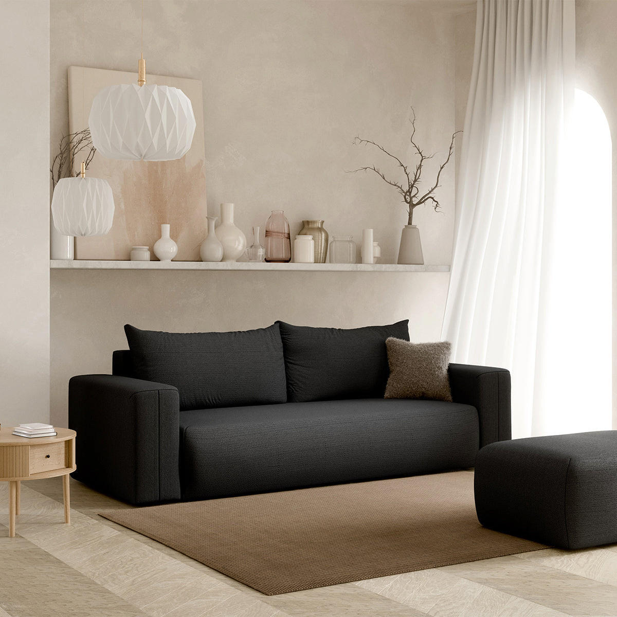SOFA Bliss 3 Sitzplätze Dunkelgrau - Grau, Holz (252/72/97cm) - Petits-meubles