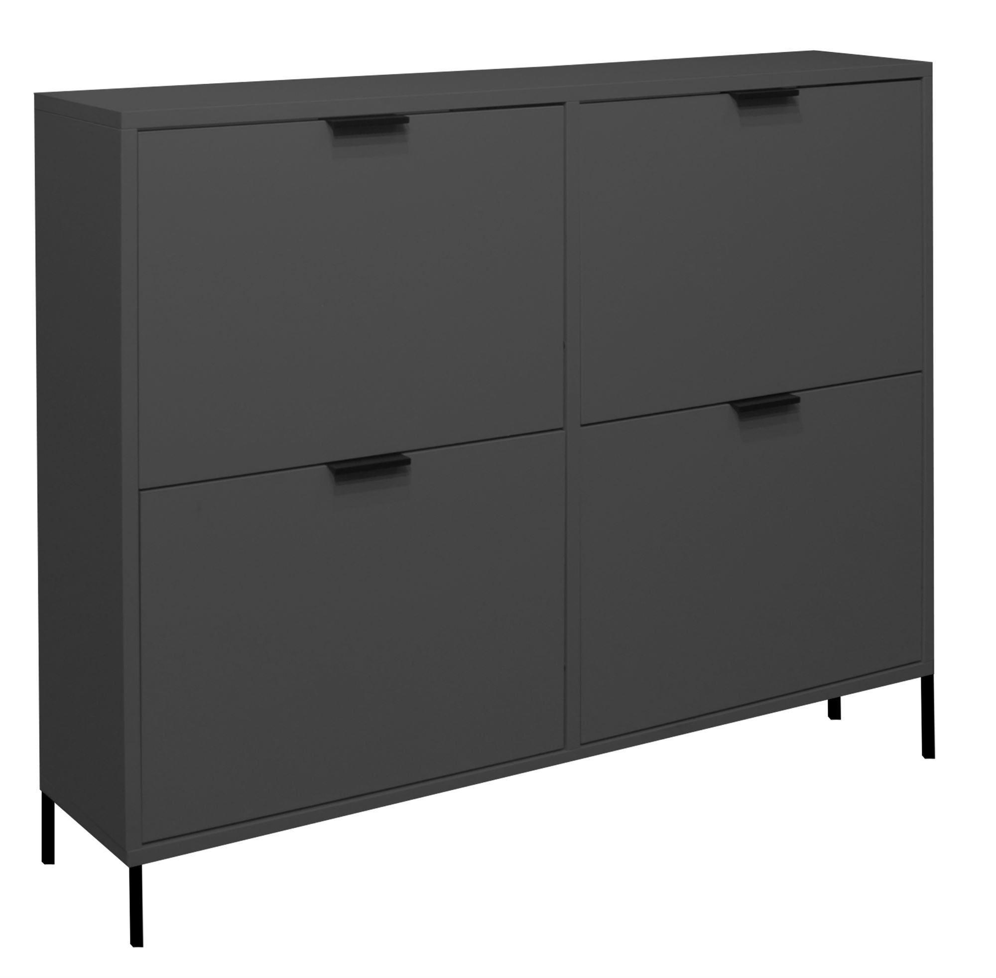 SCHUHSCHRANK Erna 120x25x101 Anthrazit matt Lack - Grau, Holzwerkstoff (120/101/25cm) - 58aufmkessel