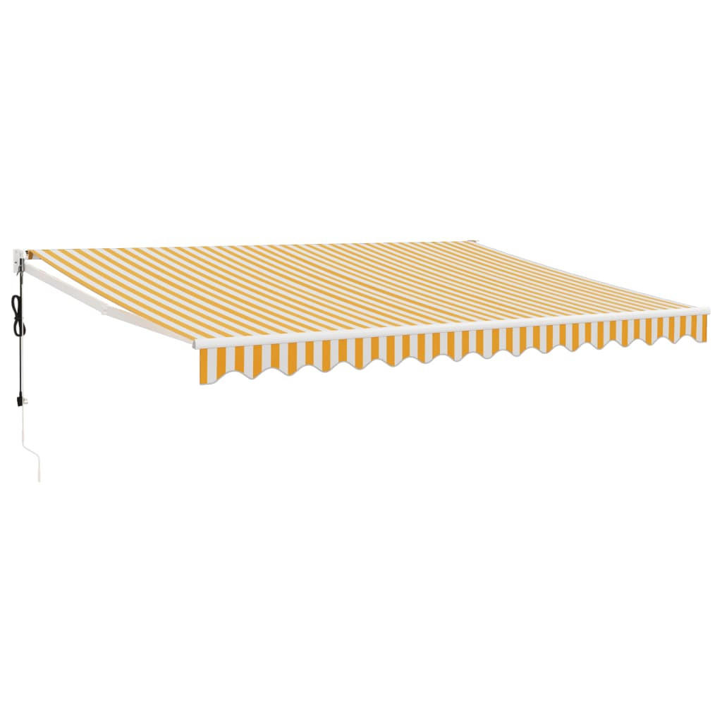 ELEKTRISCHE Markise mit Kurbel Gelb und Weiß 4x3 - Gelb/Weiß, Textil (400/300/400cm) - furnicato