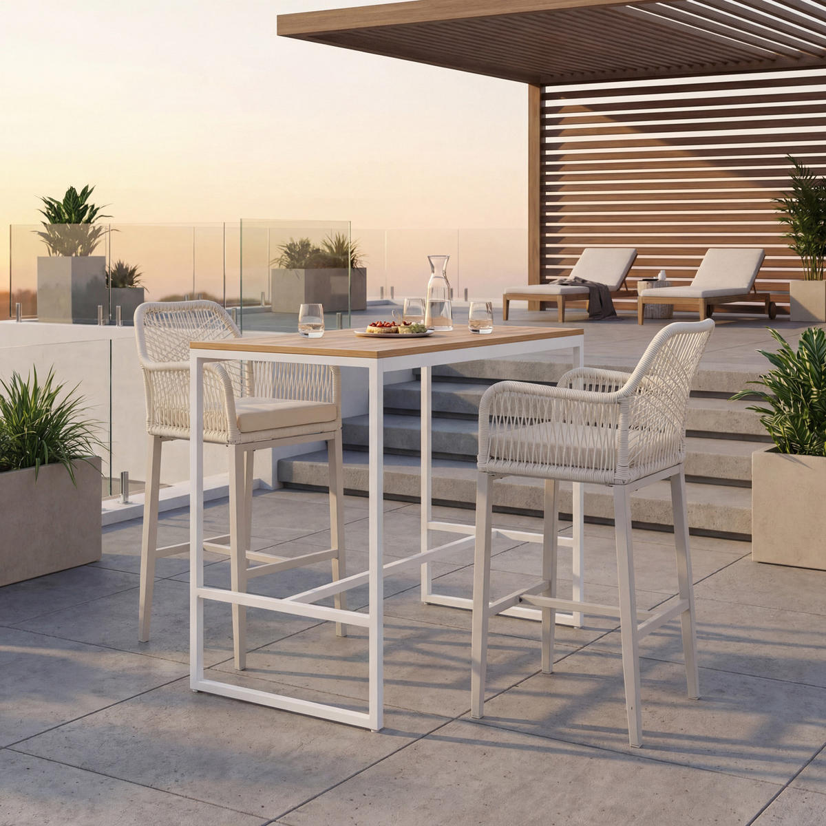 BARSKI STOLEC Kremno bel - krem, tekstil (51/105/60cm) - MCW