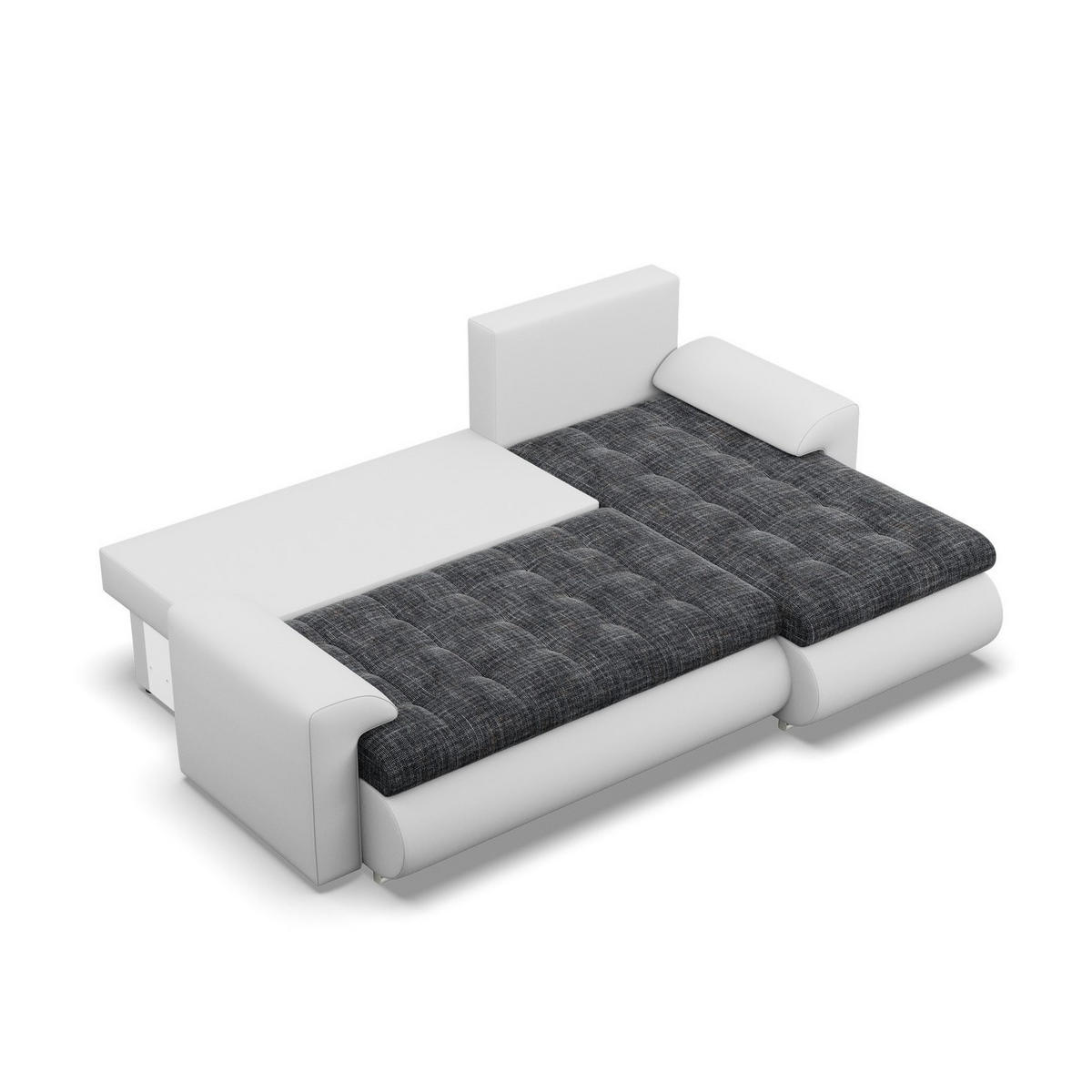 ECKSOFA RECHTS MIT SCHLAFFUNKTION FORESTA, Schwarz + Grau - Schwarz/Grau, Textil (230/159cm) - Mebligo