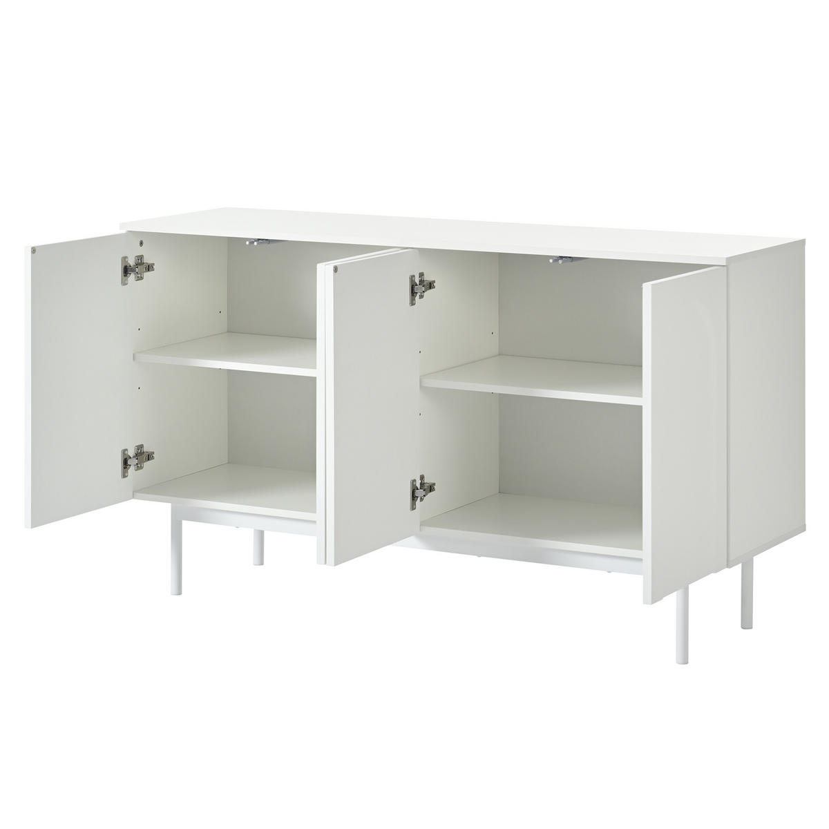SIDEBOARD mit Druck-zu-Öffnen Türen, 140/42/80cm - Weiß, Holzwerkstoff (140/80/42cm) - Urban Meuble