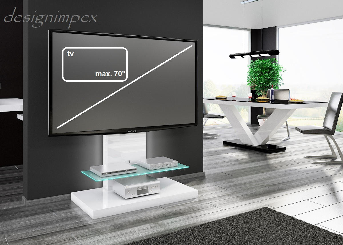 TV RACK rechteckig Weiß Hochglanz Glas 100/134/55 cm - Weiß Hochglanz, Holzwerkstoff (100/134/55cm)