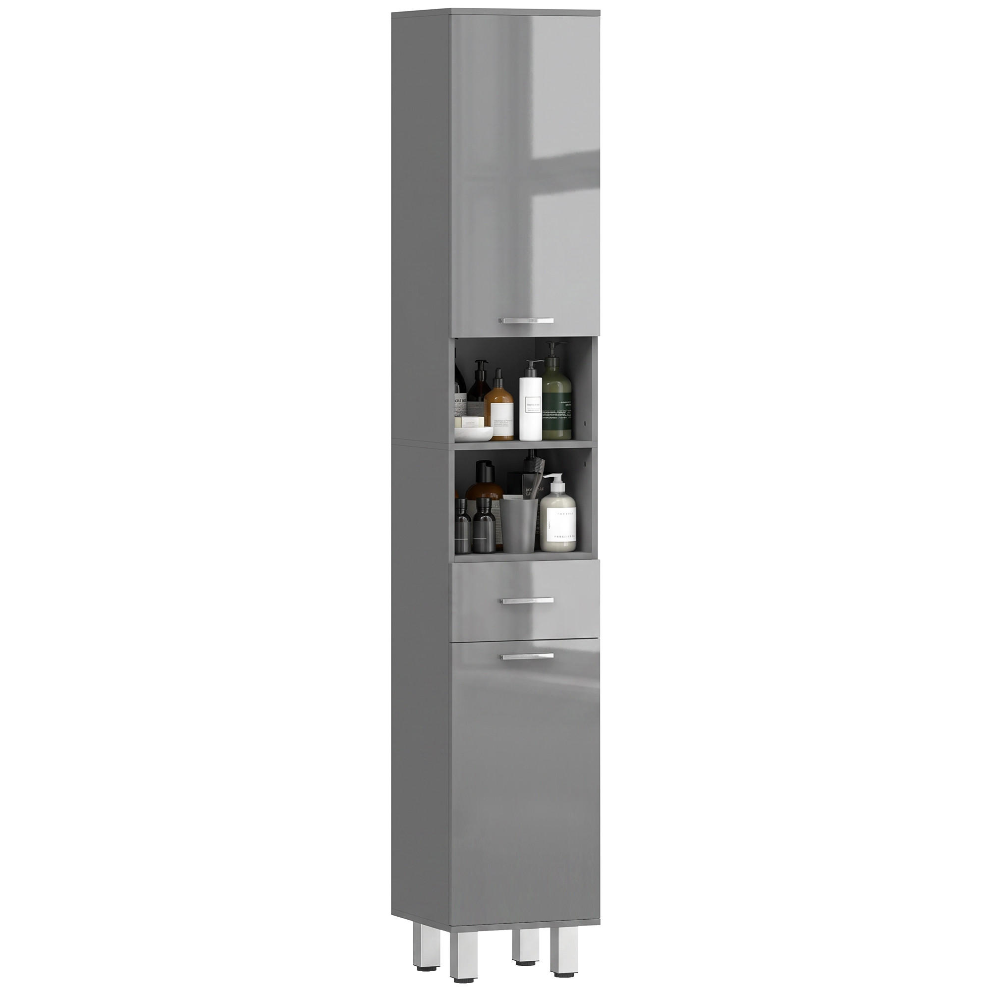 HOCHSCHRANK Grau 30/30/180 cm - Grau, Holzwerkstoff (30/180/30cm) - PANGIVO