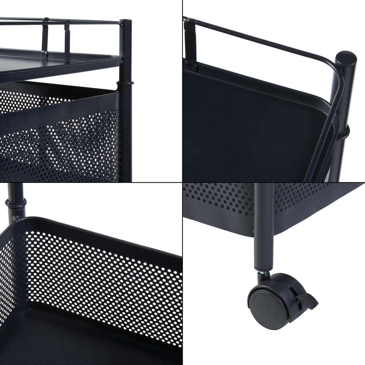 ROLLWAGEN Sunndal - Schwarz, Metall (27/94.5/27cm) - [en.casa]