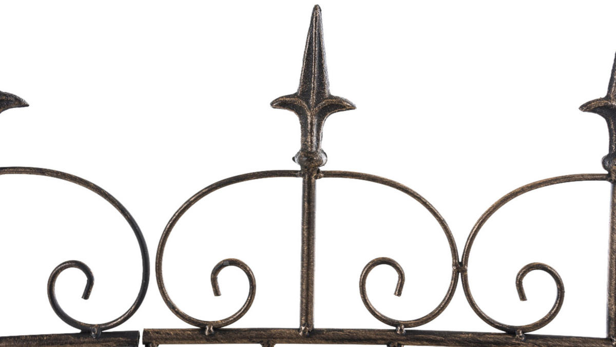 GARTENZAUN Linus 4er Set Antik 124x1x116cm Metall Bronze Steckzaun - Bronzefarben, Metall (124/116cm) - DELUKE