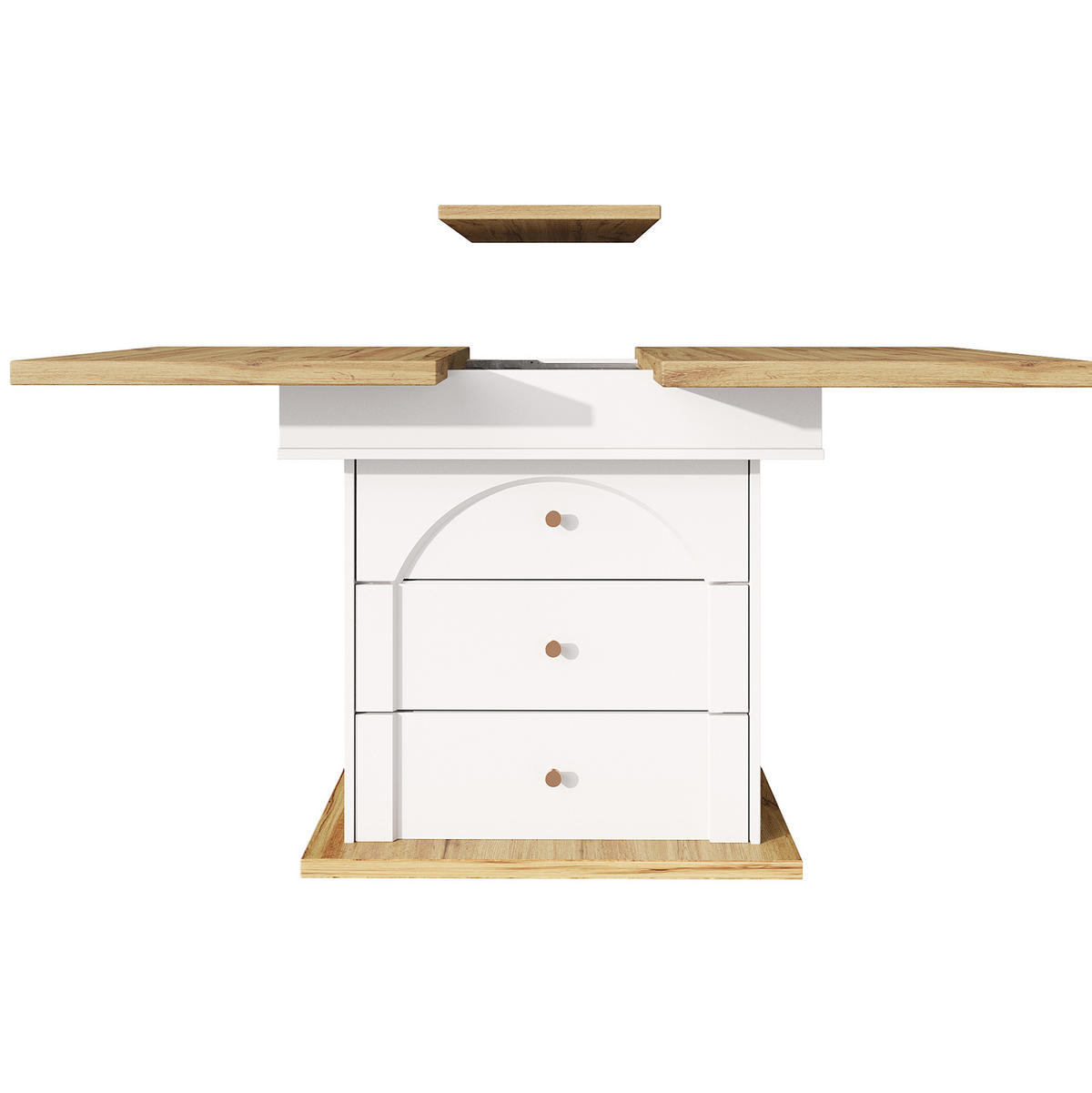 ESSTISCH Ausziehbarer aus MDF mit Stauraum, 110-140/80/75 cm, Weiß/Natur - Weiß, Holzwerkstoff (110/80/75cm) - Redom