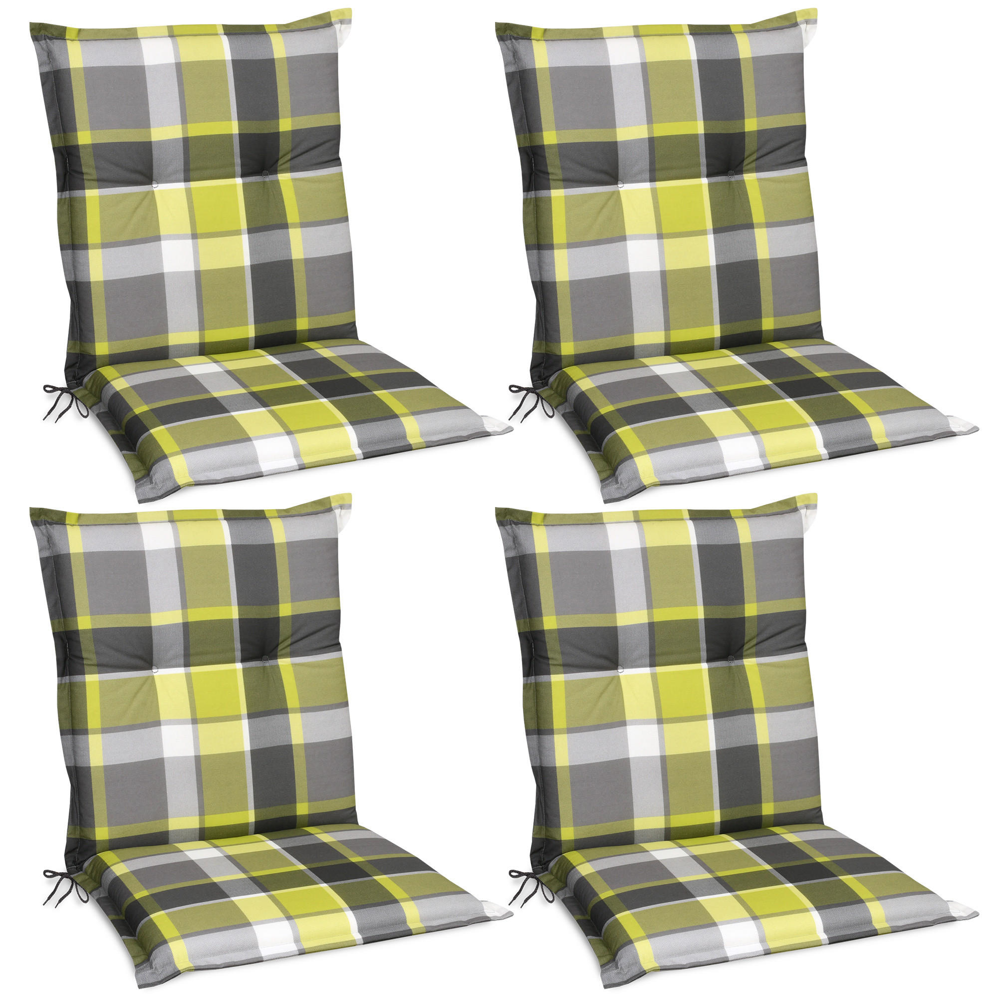 NIEDERLEHNERAUFLAGE Sunny BK 100/50/6cm Grün-Kariert 4tlg - Grün, Textil (50/6/100cm) - Beautissu 