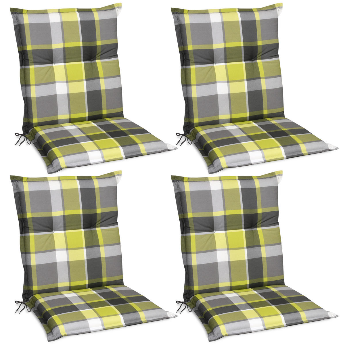 NIEDERLEHNERAUFLAGE Sunny BK 100/50/6cm Grün-Kariert 4tlg - Grün, Textil (50/6/100cm) - Beautissu 