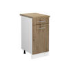 KÜCHENUNTERSCHRANK R-Line Artisan-Eiche 40 cm, AP Eiche - Weiß/Eiche Artisan, Holzwerkstoff (40/81.6/60cm) - Vicco