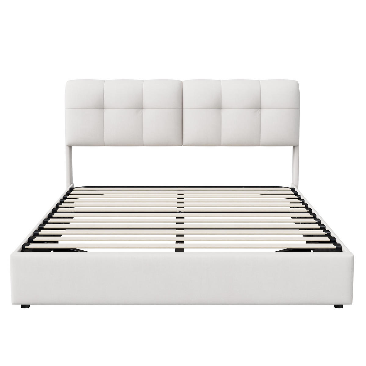 POLSTERBETT 140/200 cm, mit LED-Kopfteil, USB und Bettkasten, Holzlattenrost, gepolstertes Samt-Bett, Beige - Beige, Holzwerkstoff (140/200cm) - Brevoria