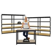 WERKBANK Slim Dino höhenverstellbar & 4x SCHWERLASTREGAL Big Elephant M Set Fachlast bis zu 600 kg Schwarz - Schwarz, Metall (600/180/60cm) - PROREGAL