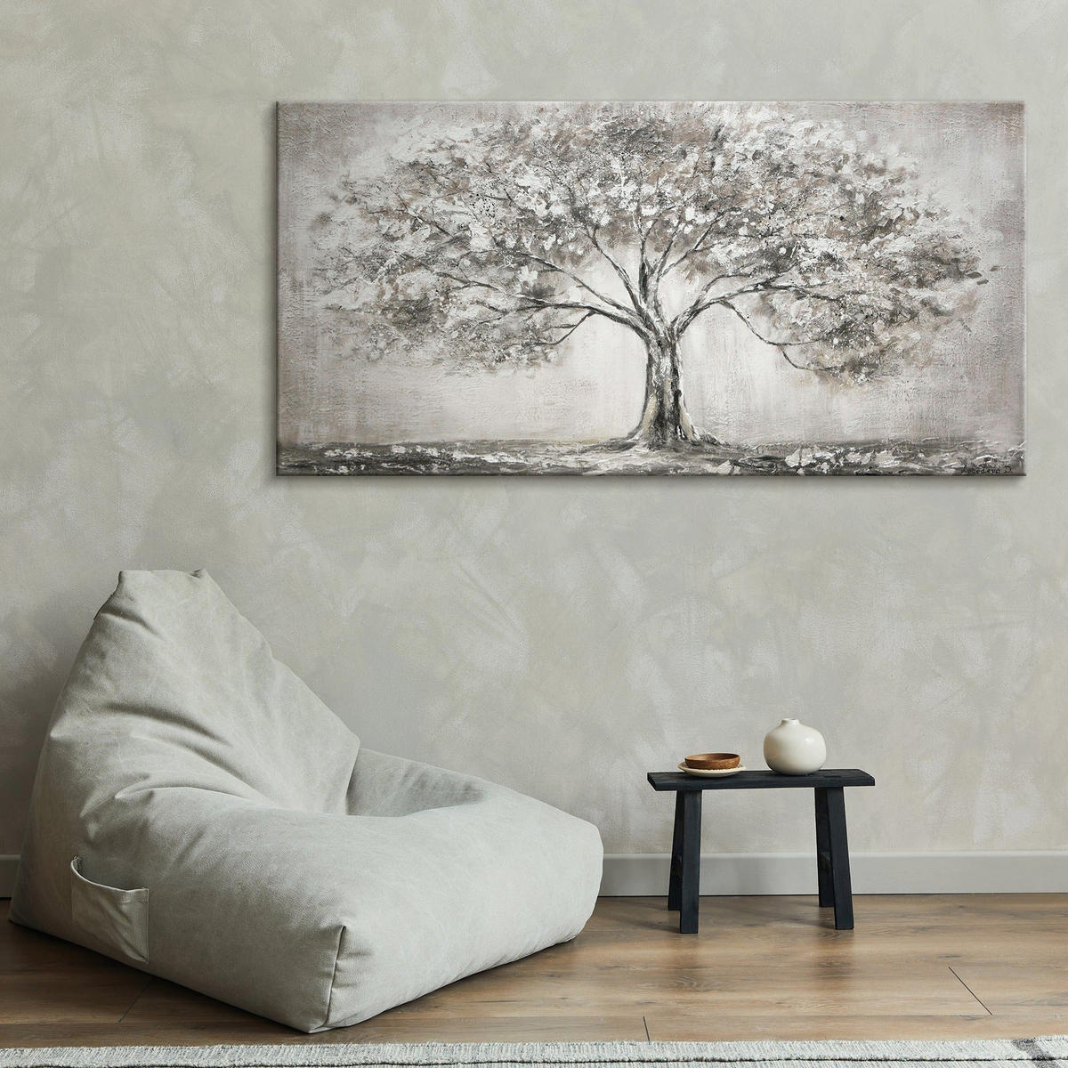 GEMÄLDE Lebensbaum auf Keilrahmen 140x70 cm - Silberfarben, Holz (140/70cm) - YS-art gallery