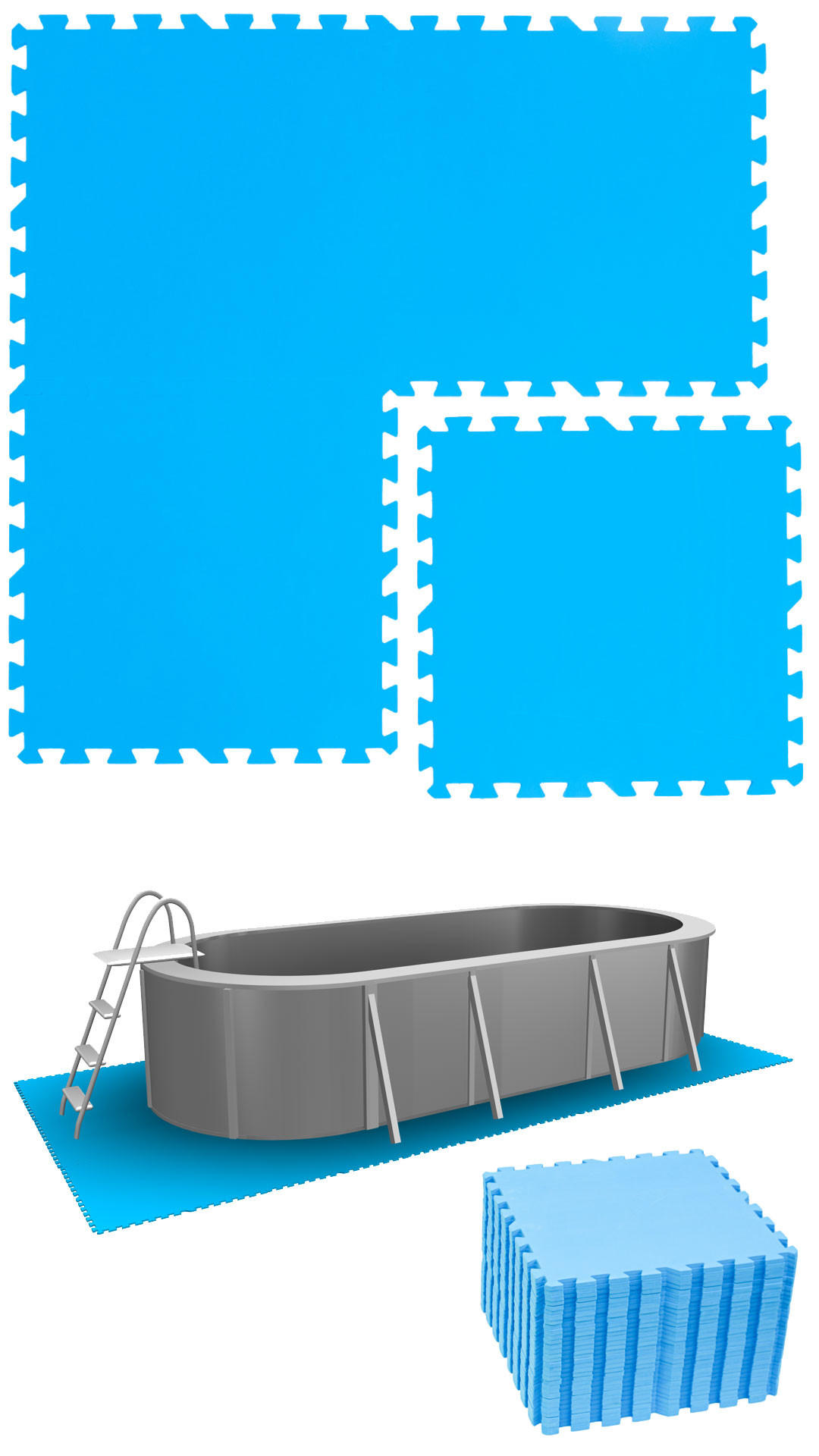 POOLMATTEN 7,5m² 32 EVA Matten 50 cm Blau - Blau, Kunststoff (50/50cm) - eyepower