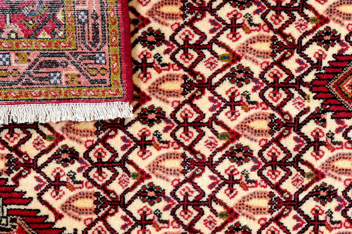 LÄUFER Orient handgeknüpft Assadabad Beige, Rot 195/75 cm Schurwolle - Beige/Rot, Textil (75/195cm) - Looma
