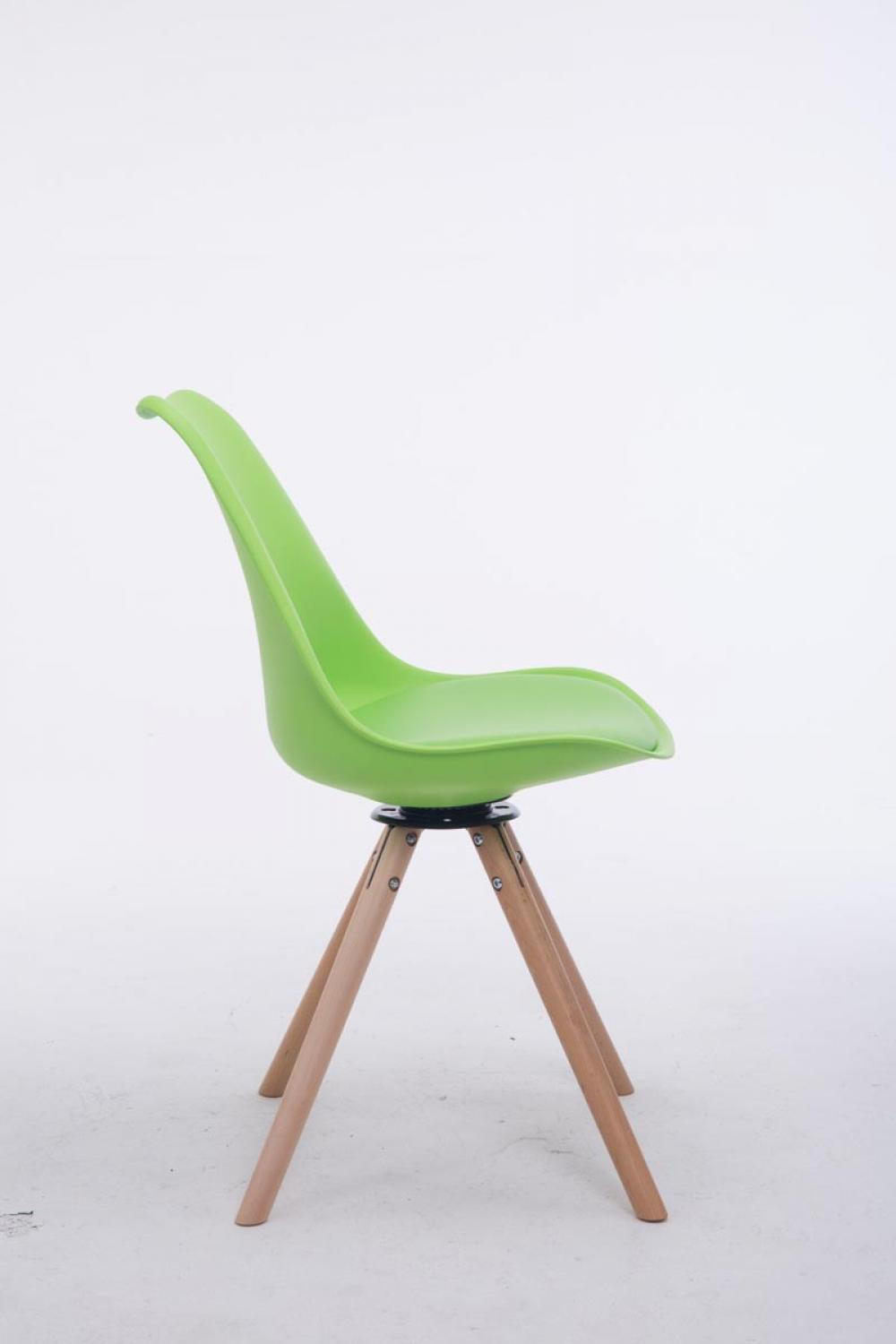 STUHL Lederlook grün - Eukalyptusholzfarben/Grün, Holz/Textil (48/84/56cm) - CLP