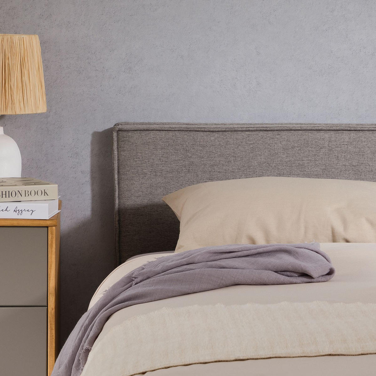 KOPFTEIL ANISA 90x190 cm grau - Grau, Textil (91/69/6cm) - IDIMEX