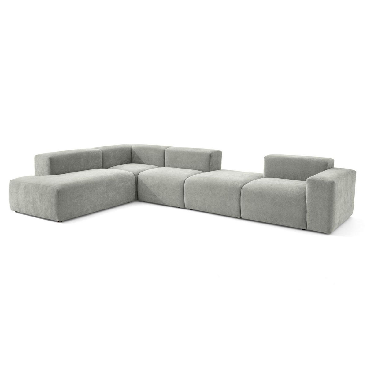 5-SITZER modulares Ecksofa HEAVEN SET 5 Links, Breite 380 cm Webstoff Grau - Schwarz/Grau, Holz/Kunststoff (380/245cm) - Muffo