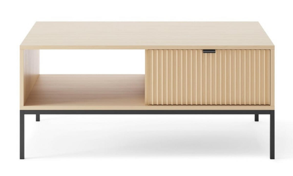 TISCH Schwarz NEW Schwarze Beine Vicenza Eiche Mit Metallgestell - Beige/Schwarz, Holzwerkstoff (104/104/46cm) - Sepro Meble