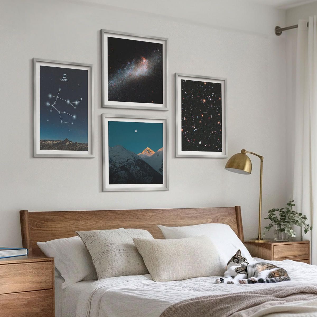 BILDER SET 4er Set - 50x50 cm & 40x60 cm Silberner Rahmen - Sterne der Zwillingsgalaxie - Silberfarben, Kunststoff (50/50cm) - TULUP