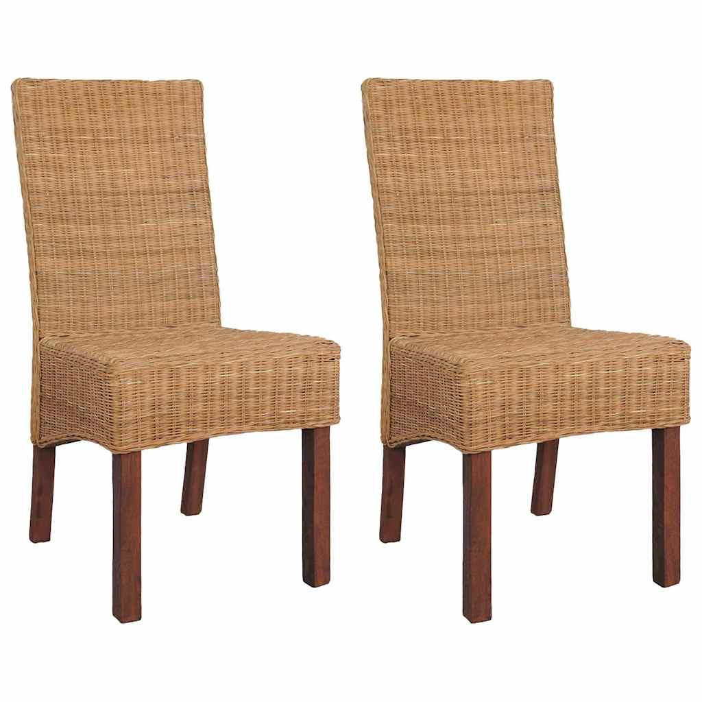 ESSZIMMERSTÜHLE Viso 2er-Set Braun Natürliches Rattan - Braun, Holz (45/93/62cm) - DELUKE