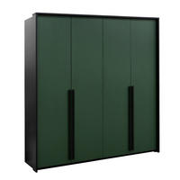 DREHTÜRENSCHRANK GENUA 210 cm, Flaschengrün, Schwarze Griffe - Grün, Holzwerkstoff (210/217/65cm) - Bettso