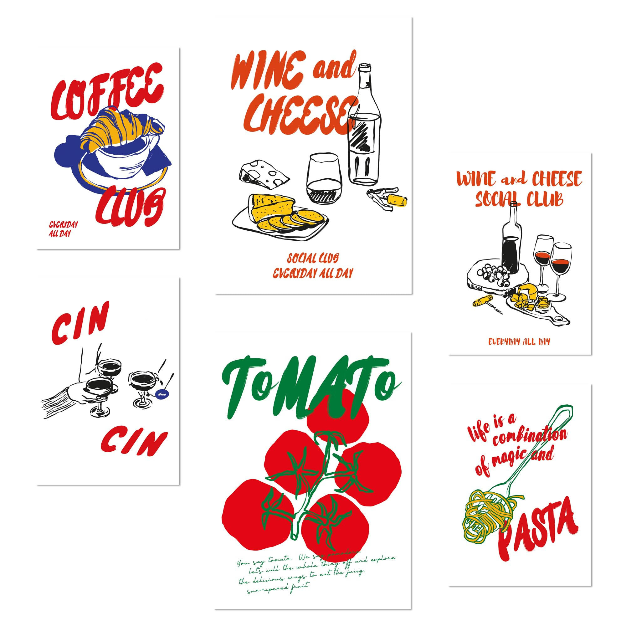 POSTER Set Mit 6 Von Lebensmitteln & Gerichten Im Pop Art A3 & A4 Rahmenlos - Klar, Papier (29/3cm) - Nacnic