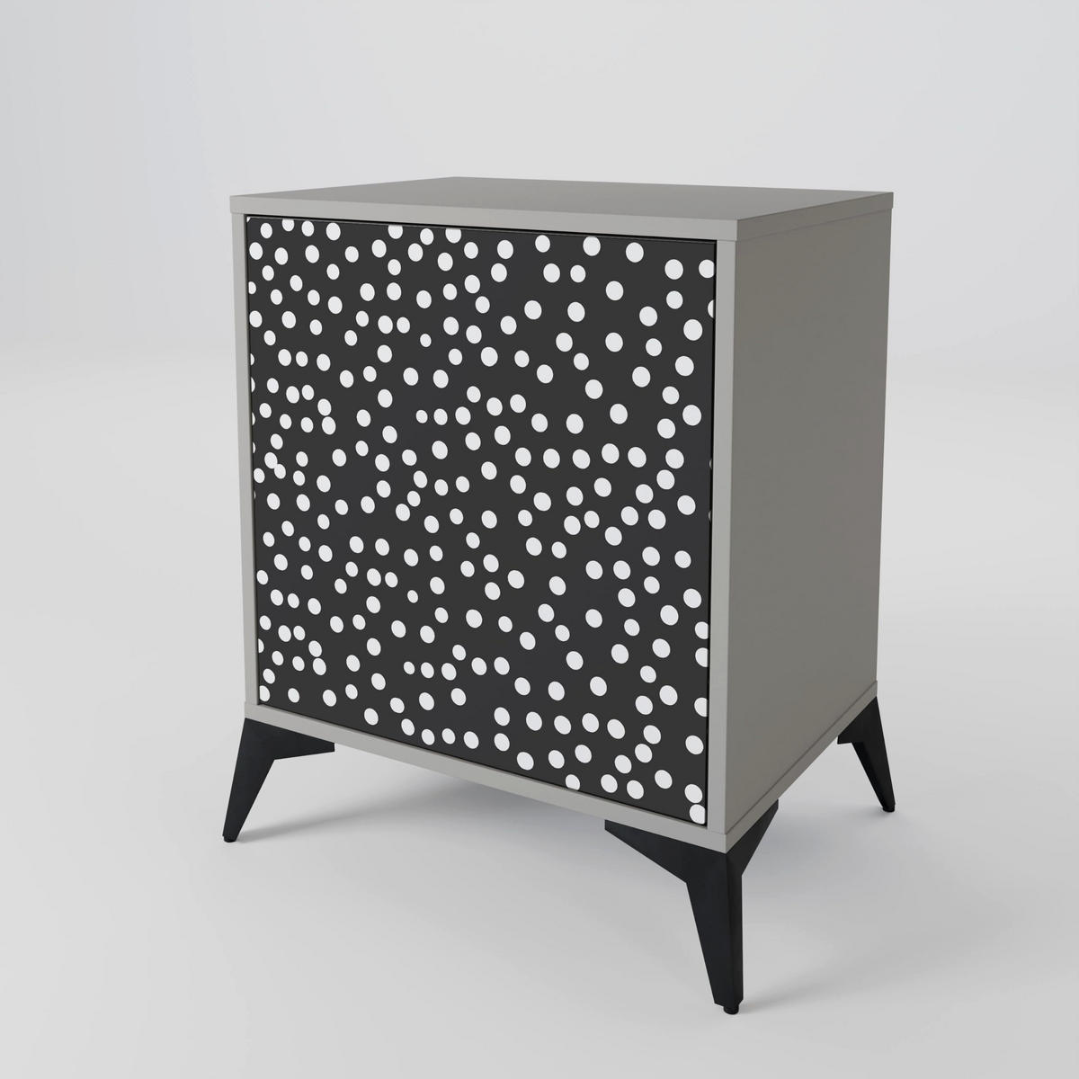 SIDEBOARD BLINDING LIGHTS, Grau, 57,5x42x67,5 cm, Schwarze Metall-Rahmenfüße - Multicolor/Schwarz, Holzwerkstoff/Metall (57.5/67.5/42cm) - SpaceRebels