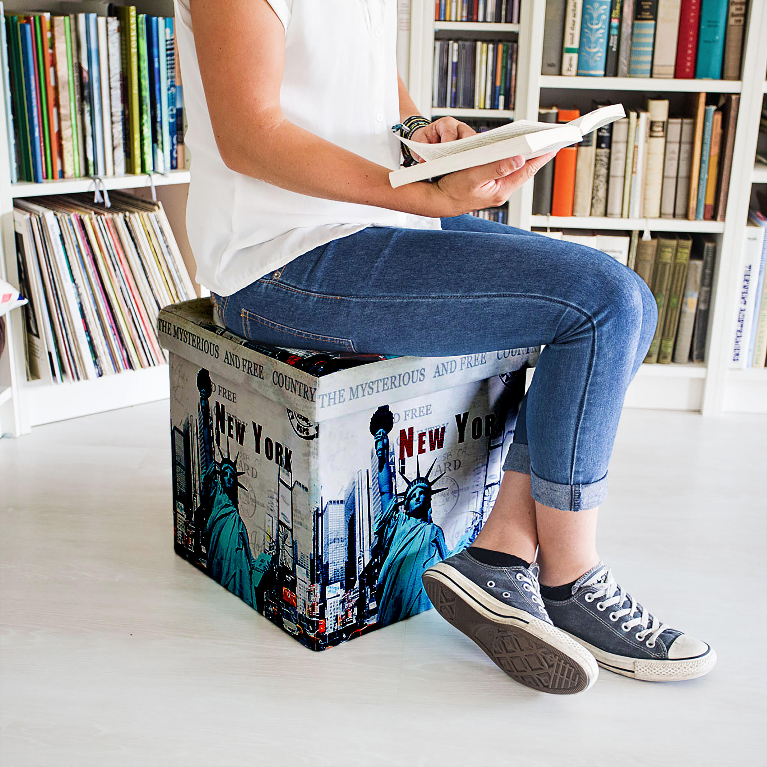 SITZHOCKER - Multicolor, Holzwerkstoff/Kunststoff (38/38/38cm) - Relaxdays