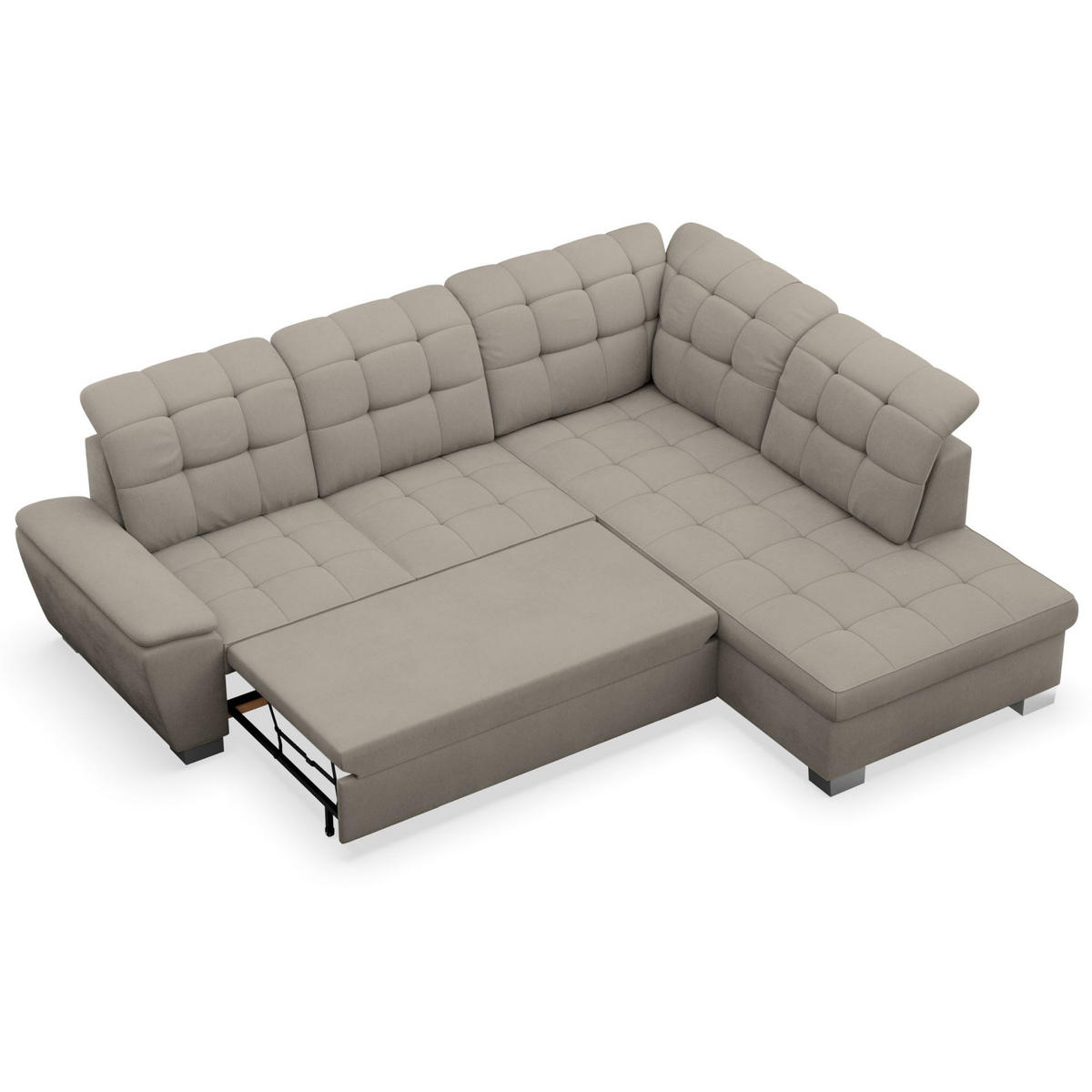 ECKSOFA Jamaal Taupe rechtsseitig - Taupe/Schwarz, Textil (258/212cm) - Selsey