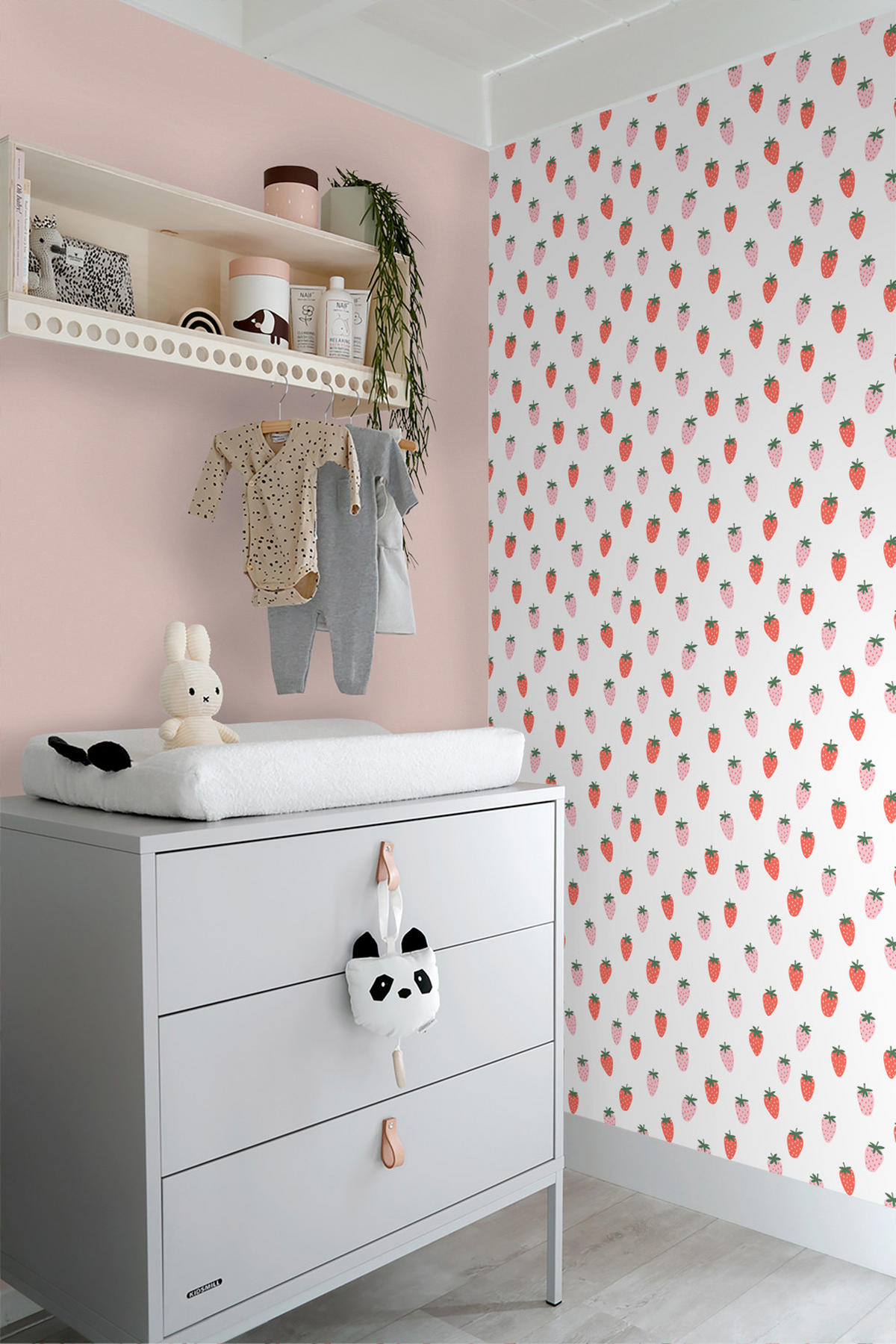 TAPETE Erdbeeren 50 x 900 cm - Weiß, Papier (50/0.1cm) - ESTAhome