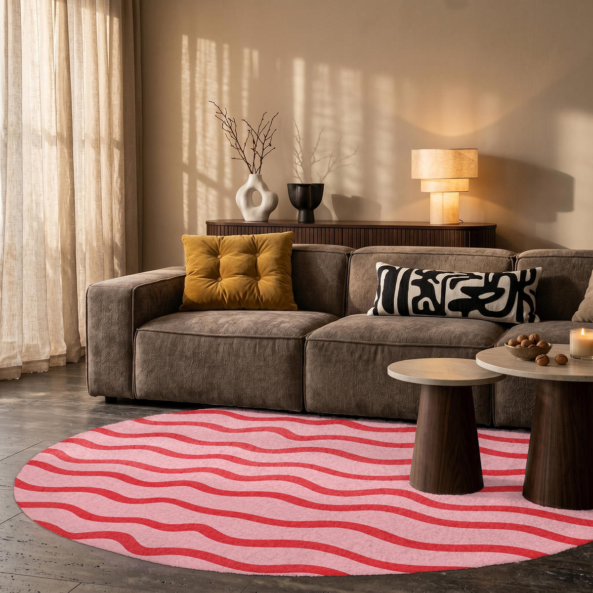 TEPPICH - Verspielt - Muster - Rot - 150x150 cm - Rot, Kunststoff/Textil (150/0.4cm) - OnlyWow