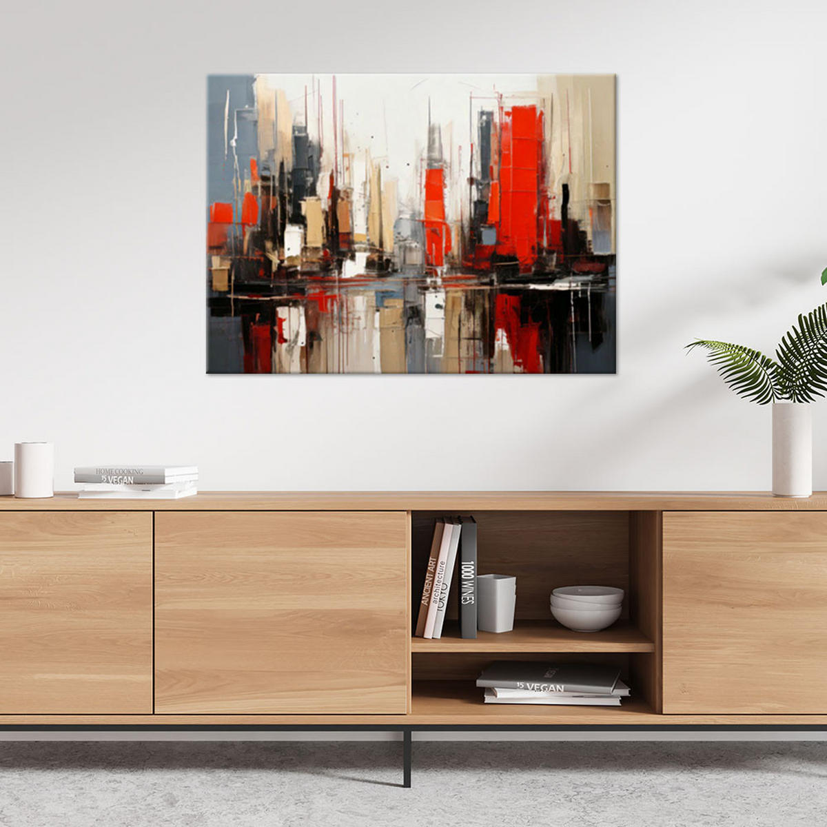 LEINWANDBILD Abstraktion 120x80cm - Rot, Textil (120/80cm) - Feeby