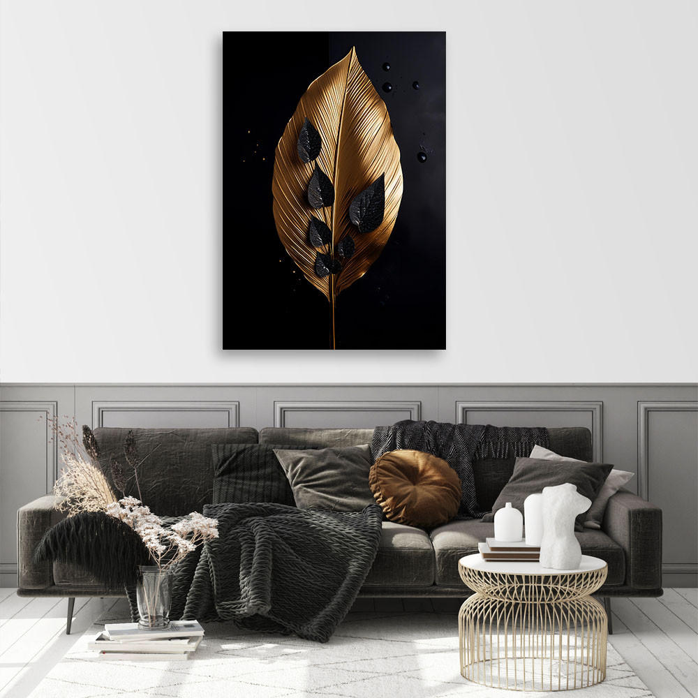 LEINWANDBILD Glamour Loft mit Blattgold 80x120cm - Goldfarben, Textil (80/120cm) - Feeby