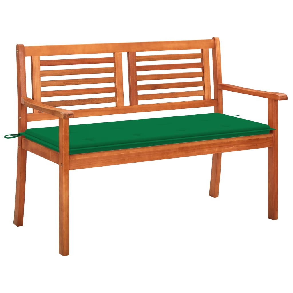 2-SITZER-GARTENBANK mit Auflage 120 cm Massivholz Eukalyptus - Grün, Holz (120/89/60cm) - furnicato
