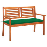 2-SITZER-GARTENBANK mit Auflage 120 cm Massivholz Eukalyptus - Grün, Holz (120/89/60cm) - furnicato