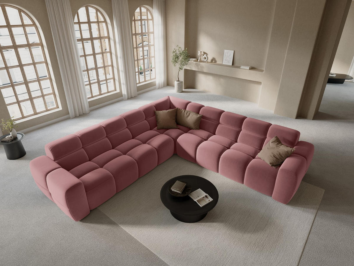 ECKSOFA Lisa aus Samt lachs 5 Sitzplätze - Dunkelrosa, Textil (310/310cm) - Micadoni