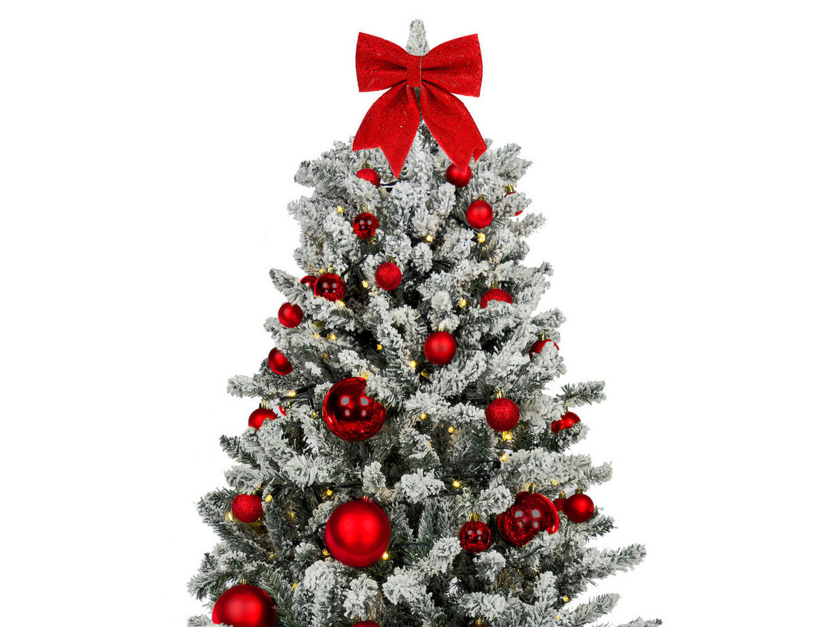 CHRISTBAUMKUGEL-SET 85 Stück in Luxus-Box RED CHRISTMAS für Weihnachtsbaum 240-270 cm - Rot, Kunststoff/Textil (55/50/75cm) - LAALU