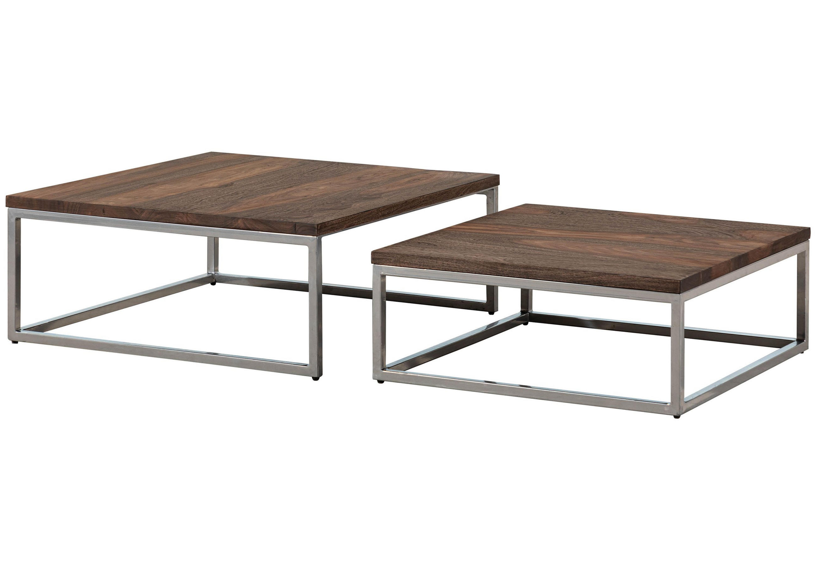 COUCHTISCH 2er-Set Sheesham braun geölt LOUNGE COLLECTION #01 - Braun, Holz (75/75/30cm) - Massivmoebel24