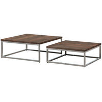 COUCHTISCH 2er-Set Sheesham braun geölt LOUNGE COLLECTION #01 - Braun, Holz (75/75/30cm) - Massivmoebel24