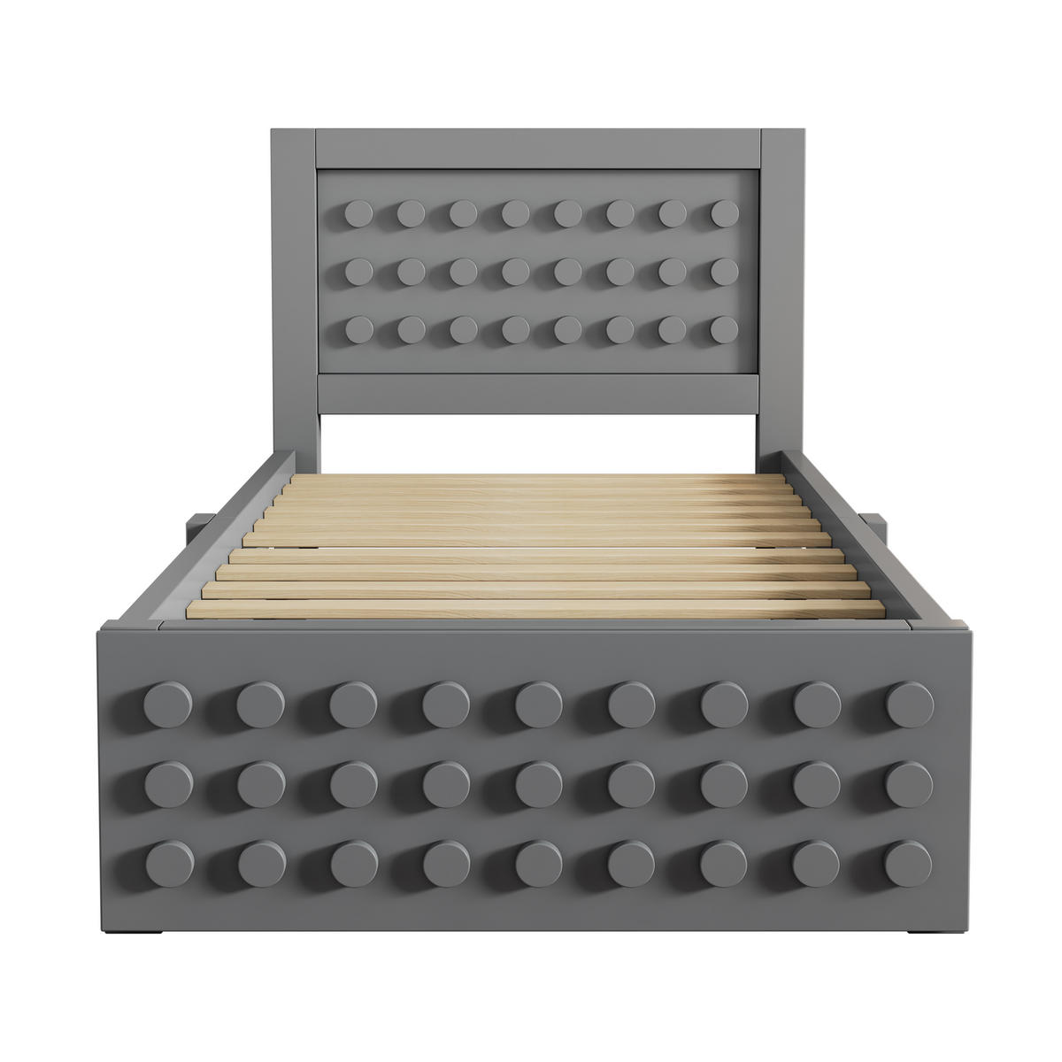 KINDERBETT 90/200 cm grau mit Kreativem Block Design und Stauraum - Grau, Holz (90/200cm) - OKWISH