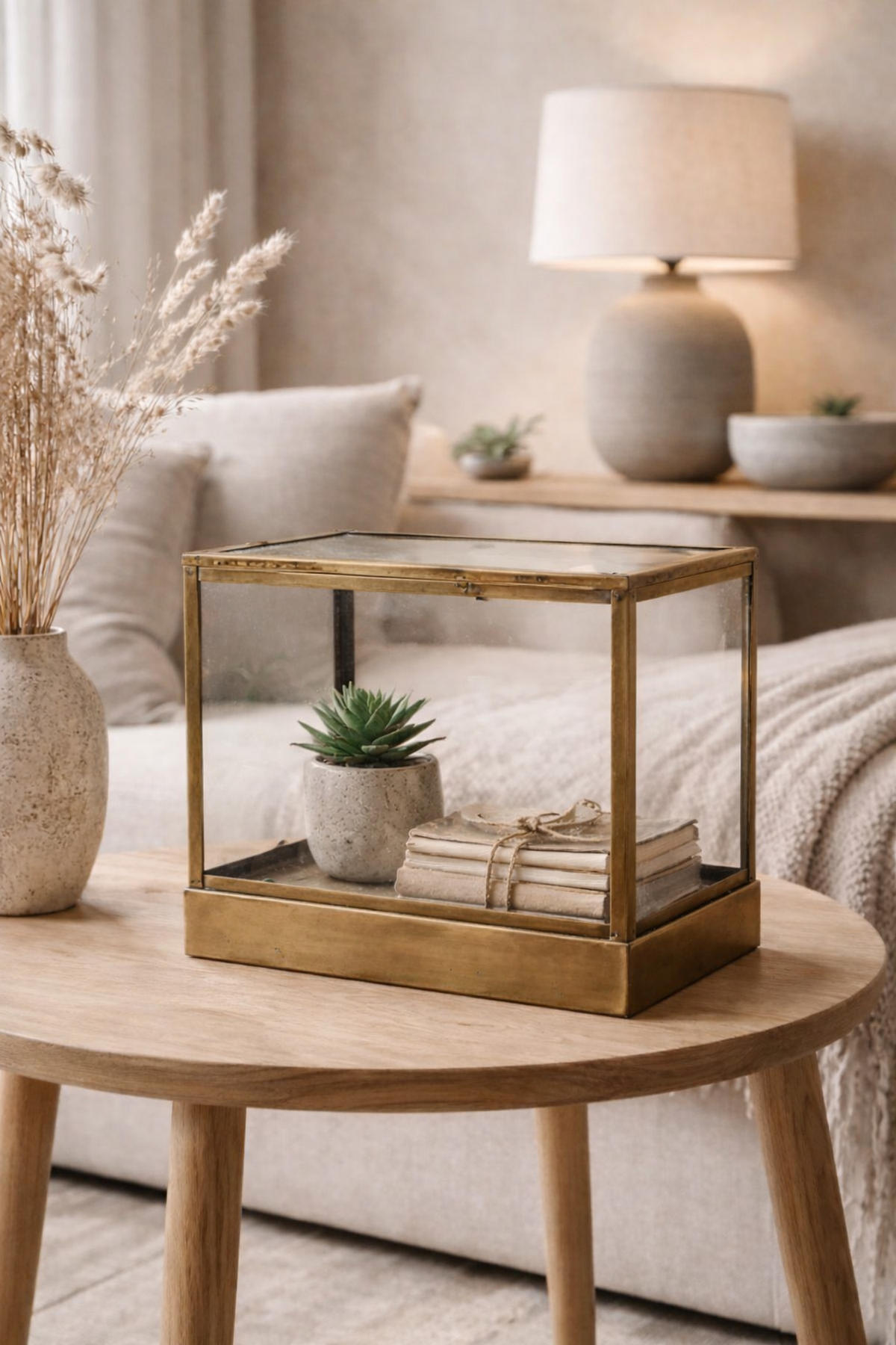 DISPLAYBOX Vitrine Messing - Messingfarben, Metall (30/27/20cm) - LOFT42