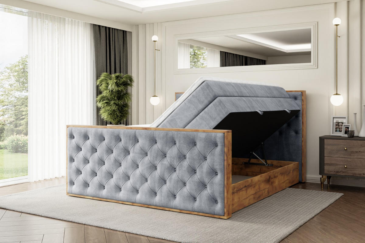BOXSPRINGBETT mit Matratze H3|H4 und Lattenrost - LOLLI3-Z KING-160x200 - Grau Casablanca - Grau, Holzwerkstoff (160/200cm) - ALTDECOR