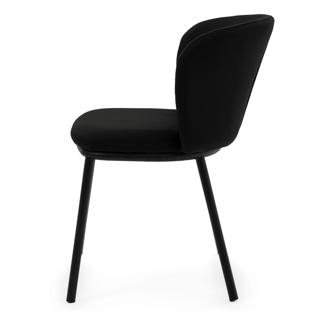 STUHL BARI gepolsterter mit Steppung - schwarz - Samt Velour - Schwarz, Textil/Metall (54/81/57cm) - NEW HOME