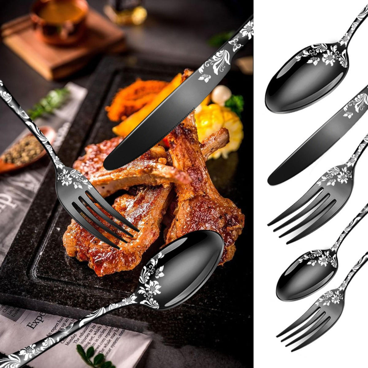 BESTECKSET 40-teilig Edelstahl - Silberfarben, Metall - Authentics