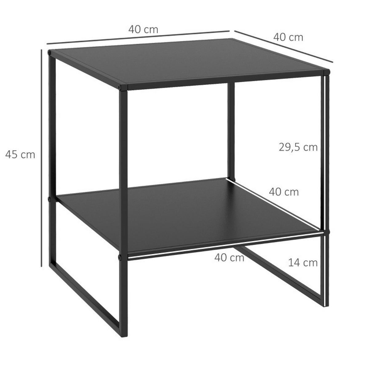 BEISTELLTISCH 40/40/45 cm in Schwarz mit Ablage und Stahlrahmen - Schwarz, Metall (40/40/45cm) - Flora Grace
