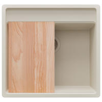 UNTERBAUSPÜLE GRANIT Bergen, 2-er set Beige 56/53 cm 1 Becken + Ablauf-Set + Schneidebrett ab 60er Unterschrank - Beige, Kunststoff (56/20/53cm) - Primagran