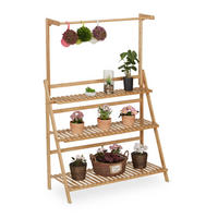 BLUMENREGAL - Hellbraun, Holz (100/145.5/38cm) - Relaxdays