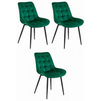 ESSZIMMERSTUHL 3-er Set BERA dunkelgrüner Sitz, schwarze Beine - Dunkelgrün/Schwarz, Textil (54/88/60cm) - Valora